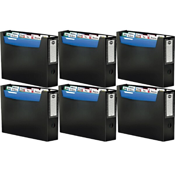 Marbig Portable Organiser File With Filetabs A4 Black Filing 6 Pack