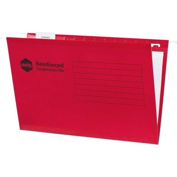 Marbig Reinforced Suspension Files Complete Foolscap Box 25 Red