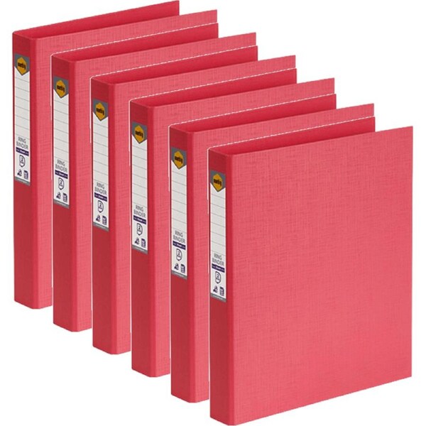 Marbig Ring Binder File Folder PE 25mm 2D A4 Coral Red Box 6