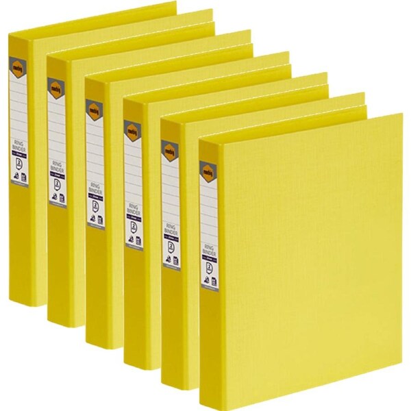 Marbig Ring Binder File Folder PE 25mm 2D A4 Lemon Yellow Box 6