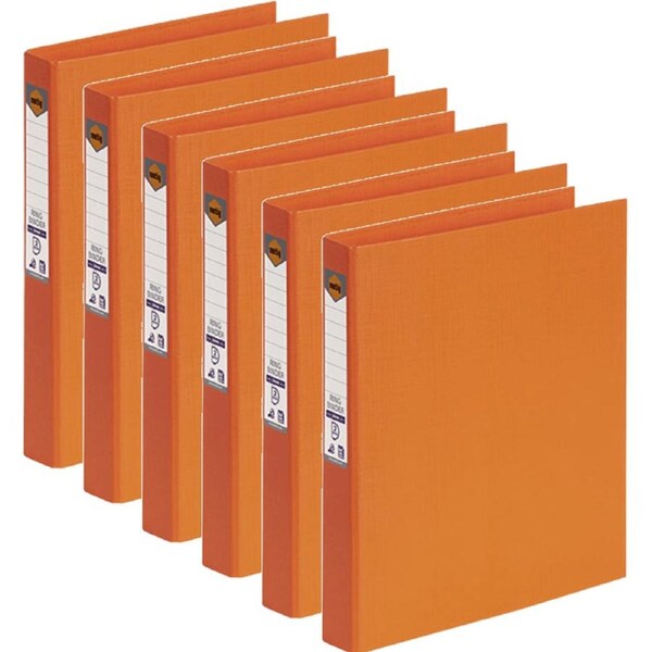 Marbig Ring Binder File Folder PE 25mm 2D A4 Orange Box 6
