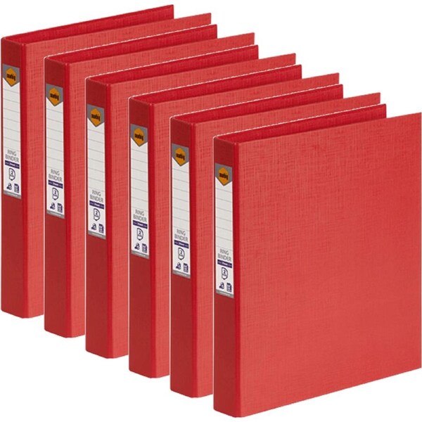 Marbig Ring Binder File Folder PE 25mm 2D A4 Red Box 6