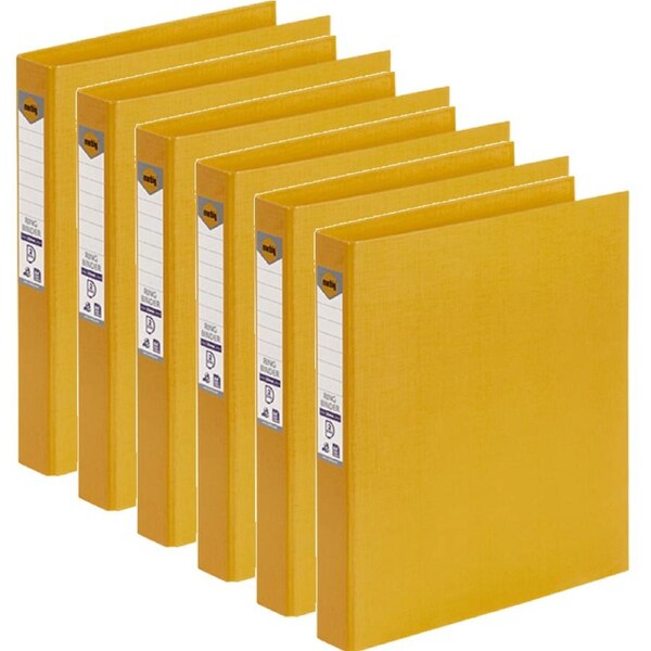 Marbig Ring Binder File Folder PE 25mm 2D A4 Yellow Box 6