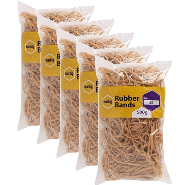 Marbig Rubber Bands Size No.33 500G Bag Pack 5 BULK