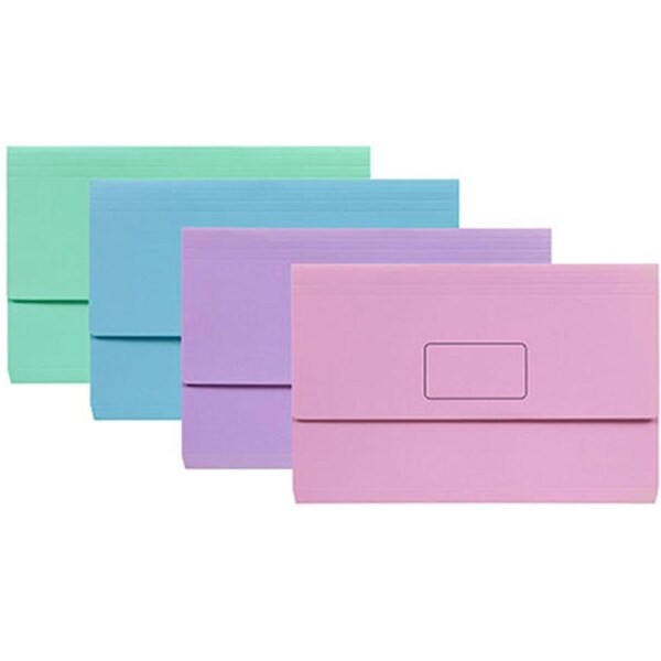 Marbig Slimpick Document Wallet Foolscap Assorted Pastels Pack 10