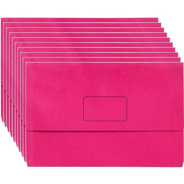 Marbig Slimpick Document Wallet Foolscap Bright Pink Pack 10
