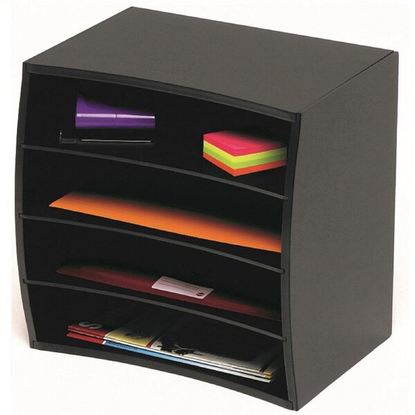 Marbig Stor A File Organiser Wooden 4 Tier Black