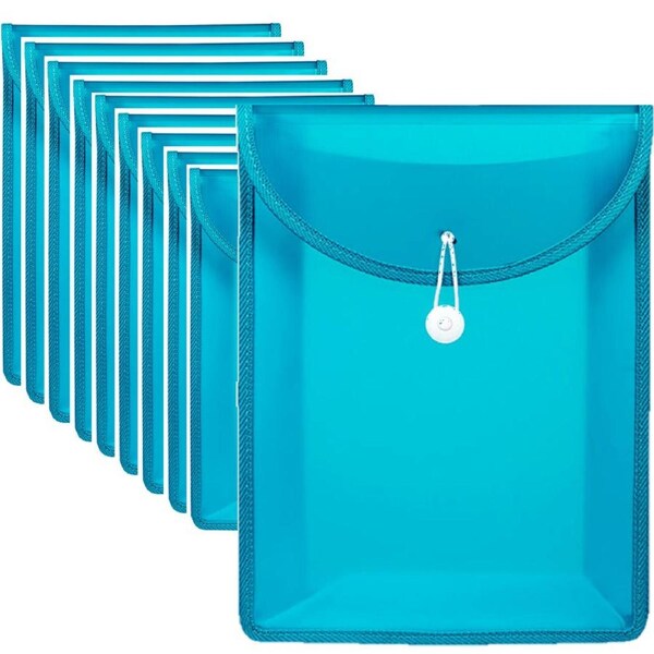 Marbig Top Load File Folder With Elastic Closure PP A4 Aqua Blue Pack 10