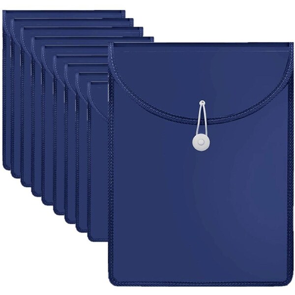 Marbig Top Load File Folder With Elastic Closure PP A4 Navy Dark Blue Pack 10
