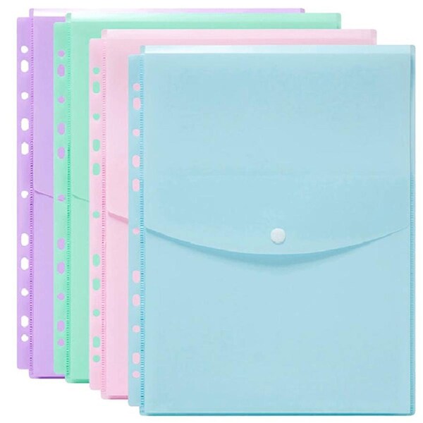 Marbig Top Opening Binder Wallet Button Closure Assorted Pack 8 Pastel Colours