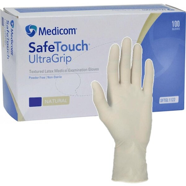 Medicom SafeTouch UltraGrip Latex Medical Gloves Medium Box 100