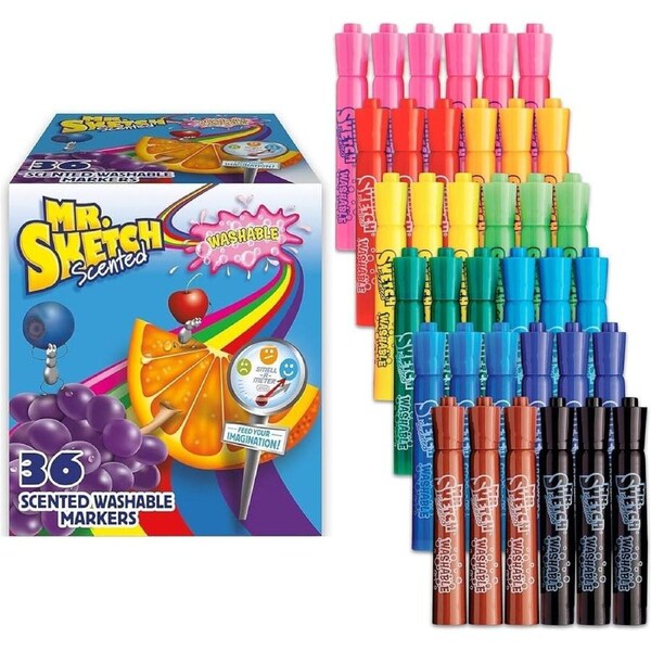 Mr Sketch Scented Markers Assorted Colours Scents Pack 36 Bulk Box Washable