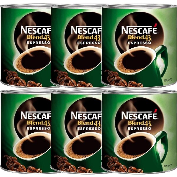 Nescafe Espresso Roast Instant Coffee 375g Tin Can Pack 6