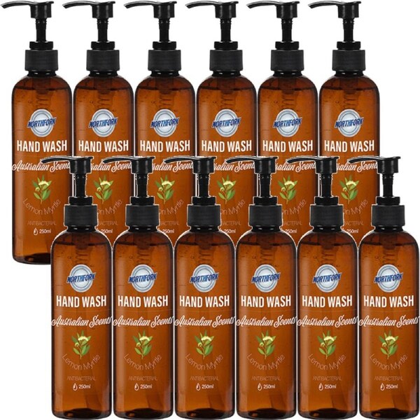Northfork Liquid Hand Wash Antibacterial Lemon Myrtle 250ml Bottle Australian Scents Box 12