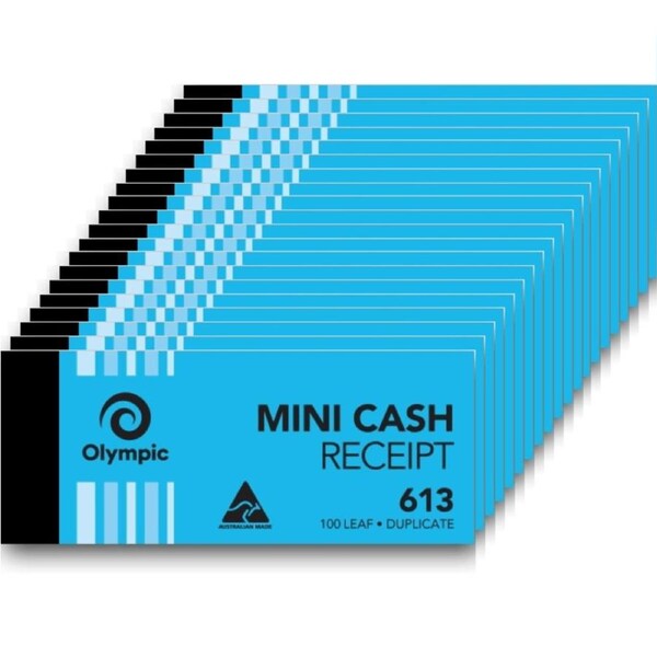 Olympic 613 Cash Receipt Book Mini Carbon Duplicate 100 Leaf Pack 20