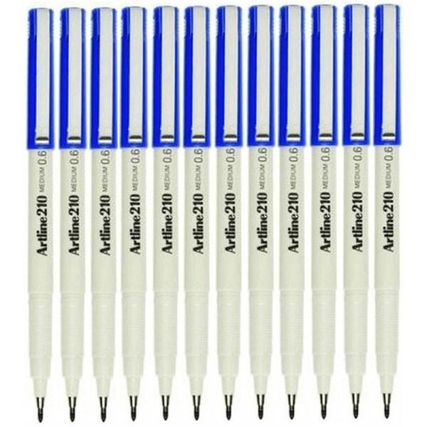 Pack 12 Artline 210 Fineliner Pen 0.6mm Blue Hangsell