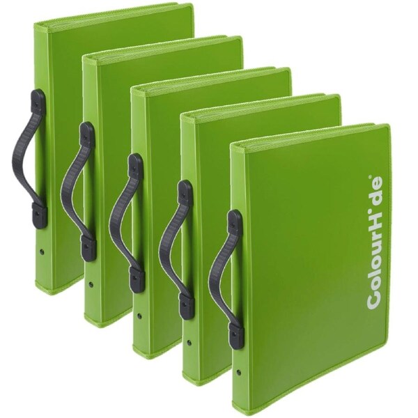 Pack 5 Colourhide Zipper Expanding File Folder Green