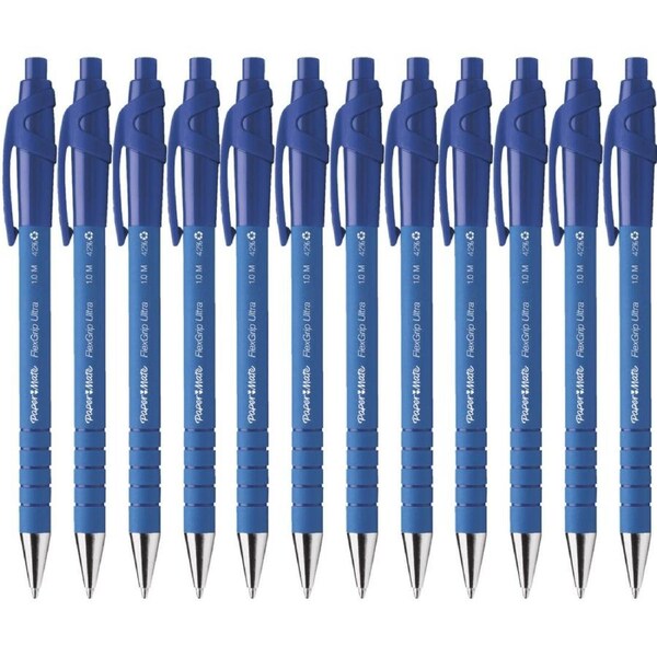 Papermate Flexgrip Retractable Ballpoint Pen Medium Blue 1.0mm Box 12