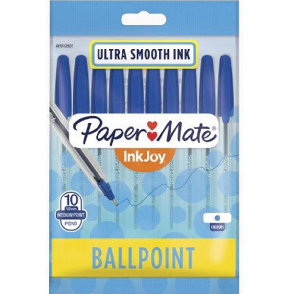 Papermate Inkjoy 100 Ballpoint Pen Medium 1.0mm Blue Pack 10