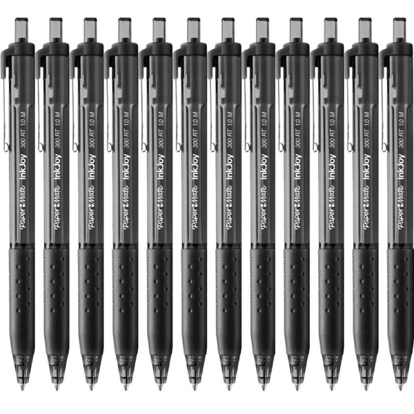 Papermate Inkjoy 300 Retractable Ballpoint Pen Medium 1.0mm Black Box 12