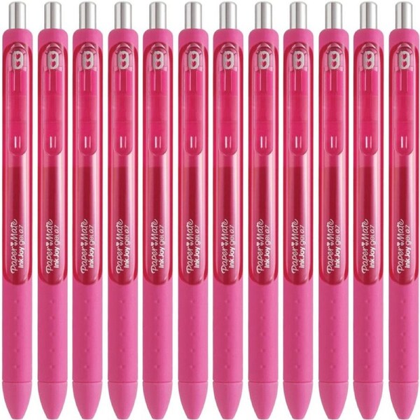 Papermate Inkjoy Gel Pen Retractable Medium 0.7mm Pink Box 12