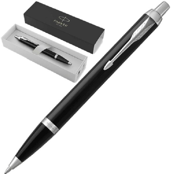 Parker IM Ballpoint Pen Gloss Black Chrome Trim + Gift Box