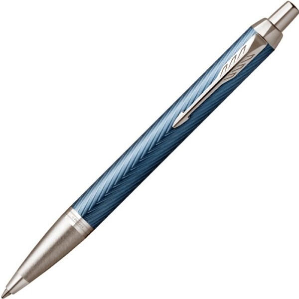 Parker IM Premium Ballpoint Pen Blue Grey Metallic Medium Nib Gift Box