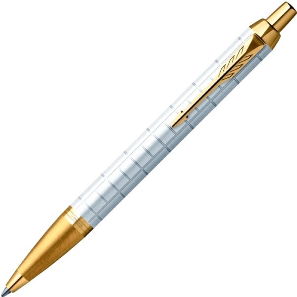 Parker IM Premium Ballpoint White Pearl Gold Trim Medium Nib Gift Box