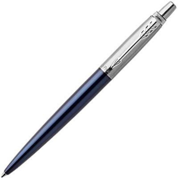 Parker Jotter Ballpoint Pen Royal Blue Chrome Trim Medium Blue