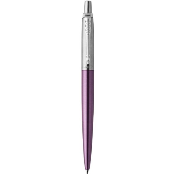 Parker Jotter Ballpoint Pen Victoria Violet Chrome Trim Medium Nib Blue Purple