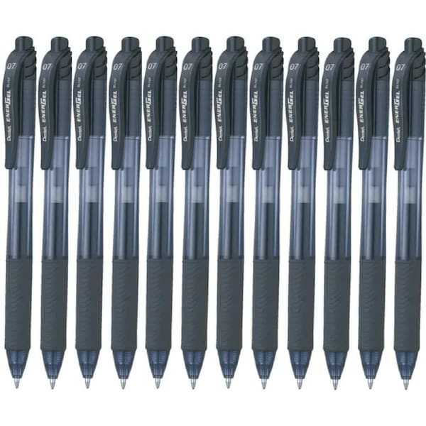 Pentel BL107 Energel-X Retractable Gel Ink Pen 0.7mm Black Box 12