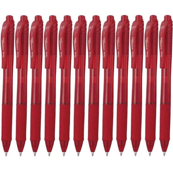 Pentel BL107 Energel-X Retractable Gel Ink Pen 0.7mm Red Box 12