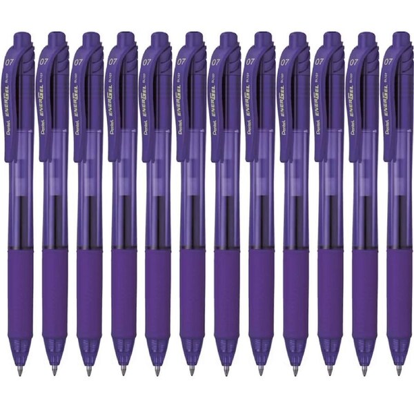 Pentel BL107 Energel-X Retractable Gel Ink Pen 0.7mm Violet Purple Box 12