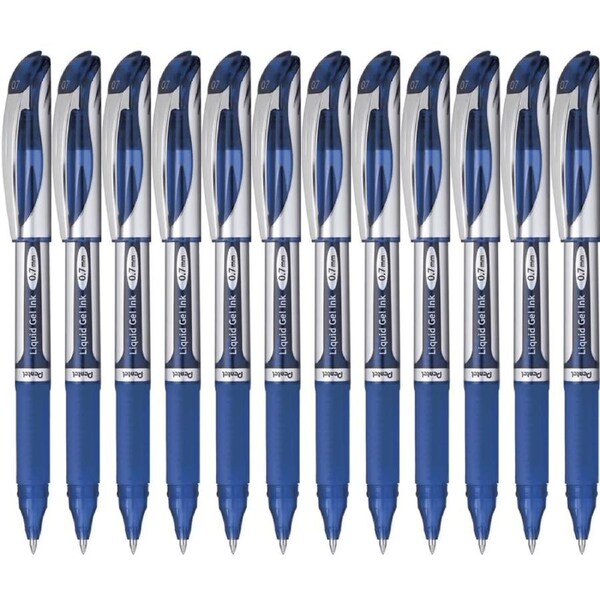 Pentel BL57 Energel Liquid Gel Ink 0.7mm Medium Pen Blue Box 12