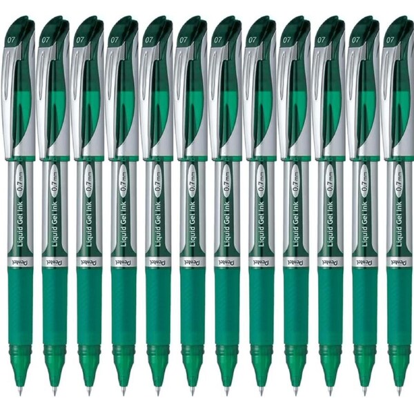 Pentel BL57 Energel Liquid Gel Ink 0.7mm Medium Pen Green Box 12