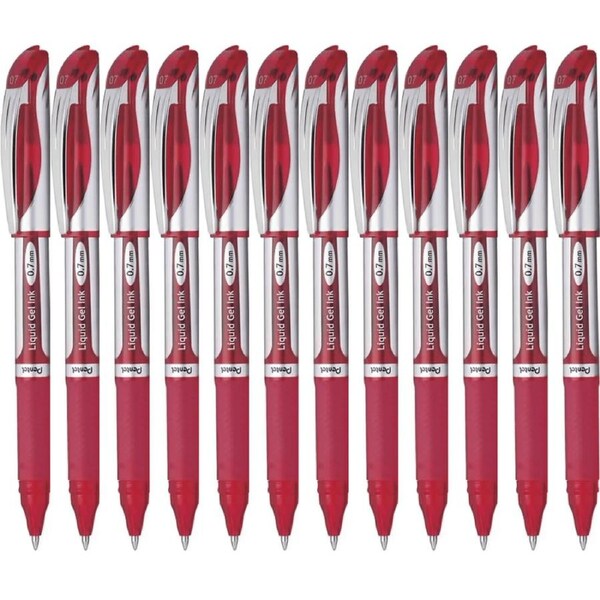 Pentel BL57 Energel Liquid Gel Ink 0.7mm Medium Pen Red Box 12