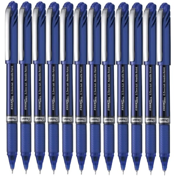 Pentel BLN25 Energel Rollerball Liquid Gel Ink Pen 0.5mm Needle Point Blue Box 12