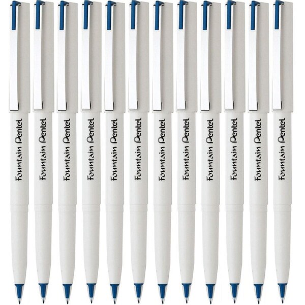 Pentel Disposable Fountain Pen Stylo Plastic Tip Box 12 Blue