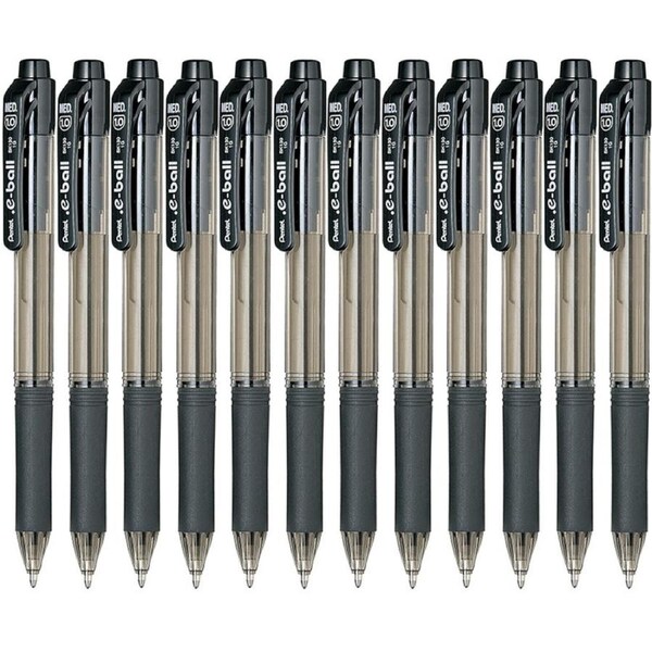 Pentel e-Ball BK130 Retractable Ballpoint Pen 1.0mm Black Box 12