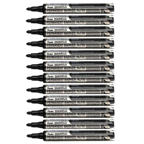Pentel Maxiflo Permanent Marker Bullet Point Black Box of 12