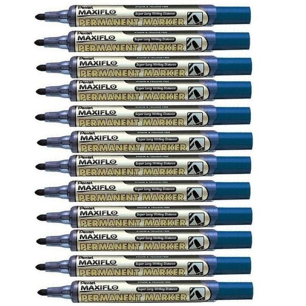 Pentel Maxiflo Permanent Marker Bullet Point Blue Box of 12