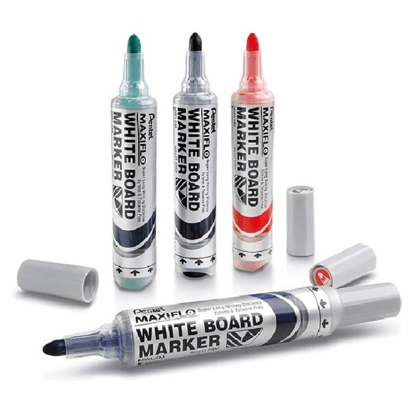 Pentel Maxiflo Whiteboard Marker Bullet Point 2.1mm Assorted Colours Set 4