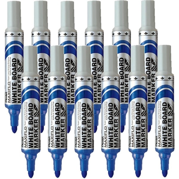 Pentel Maxiflo Whiteboard Marker Bullet Point Tip 2.1mm Blue Box 12