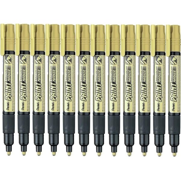 Pentel MMP20 Paint Marker Medium Bullet Point Gold Box 12