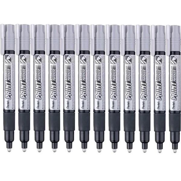 Pentel MMP20 Paint Marker Medium Bullet Point Silver Box 12