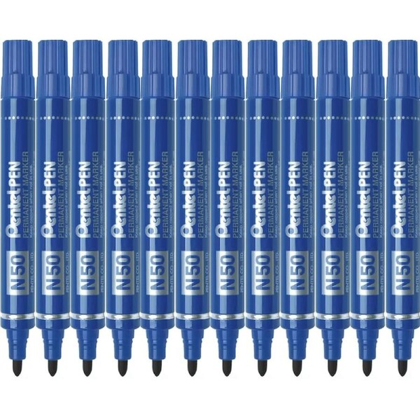 Pentel N50 Permanent Marker Bullet Tip 1.5mm Blue Box 12