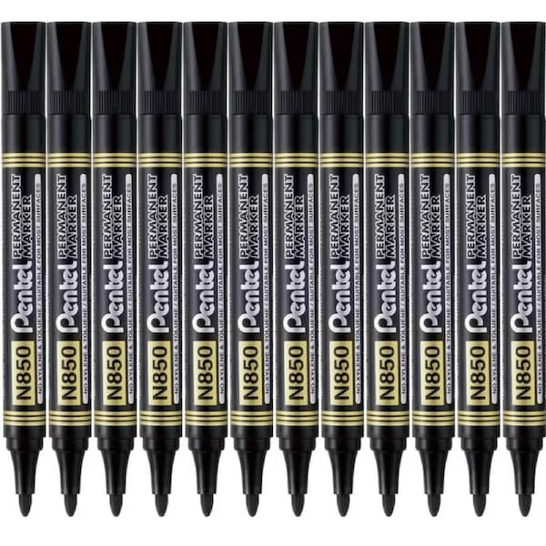 Pentel N850 Permanent Marker Bullet Point 1.5mm Black Box 12