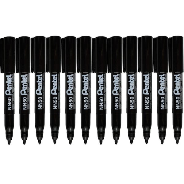 Pentel NN50 Green Label Permanent Marker Bullet Point Green Box 12