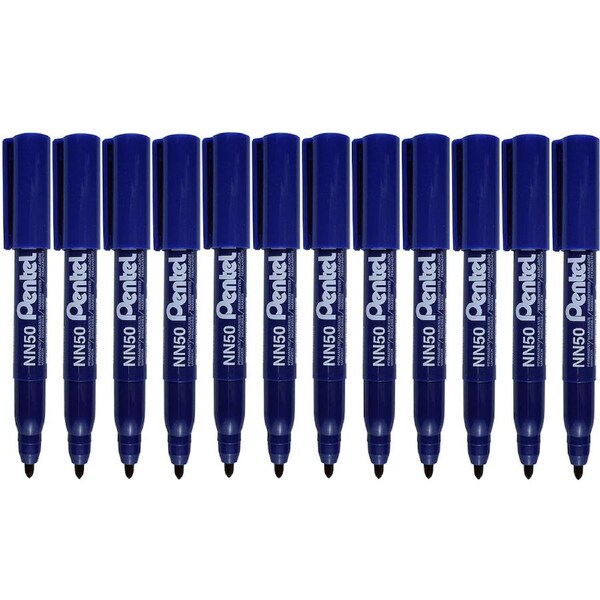 Pentel NN50 Permanent Marker Bullet Tip Point Blue Box 12