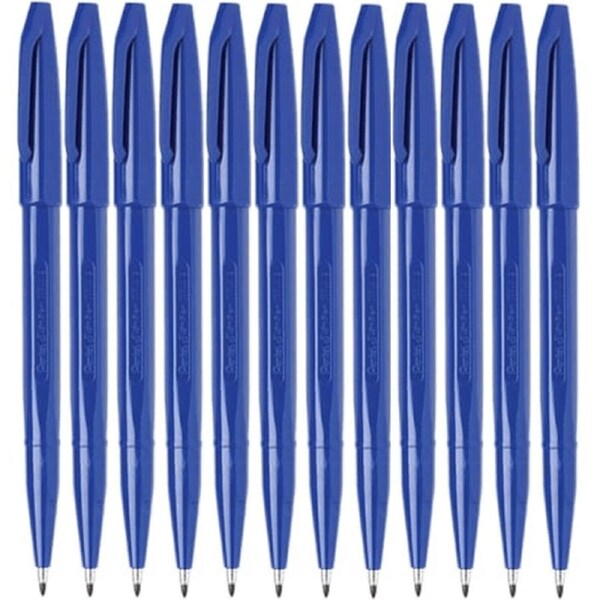 Pentel S520 Sign Pen Medium Fibre Tip 0.8mm Blue Box 12